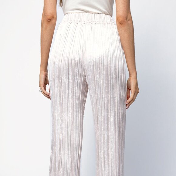 FORTE FORTE Plissé Satin Pant in Pink Ivory - Picture 5 of 6